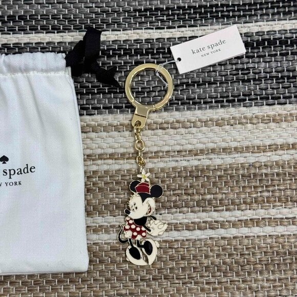 Kate Spade New York x Disney Minnie Mouse Keychain Fob Purse Charm Gold Tone - Picture 4 of 8
